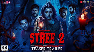 Stree 2 Movie Poster featuring the main cast in a suspenseful scene